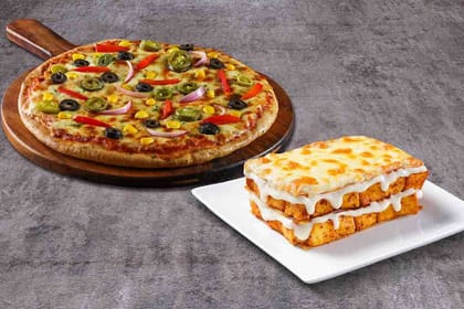 Pizza & Lasagna Combo - Veg __ Double Cheese Margherita Pizza,Amritsari Paneer Tikka Lasagna