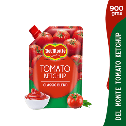 Del Monte Tomato Ketchup - Classic Blend, Rich & Thick Condiment, 900 G Spout Pouch