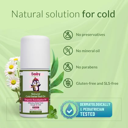 BabyOrgano Ayurvedic Eucalyptus Oil Natural Cold Relief Roll on - 40ml