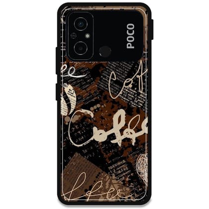 Coffee - Glossy Metal Silicone Case For Poco Models-Poco C55