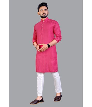 YUG ART - Pink Cotton Blend Regular Fit Mens Kurta Pyjama Set ( Pack of 1 ) - None