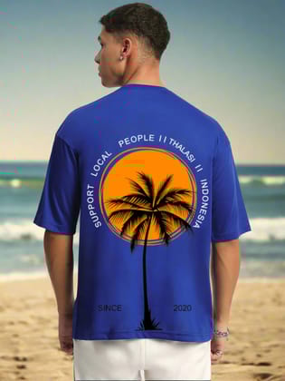 Thalasi Summer Cotton Beach Back Printed Oversized Tshirt for Men-S