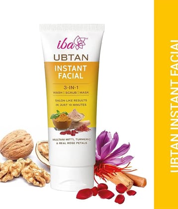 Iba Ubtan Instant Facial 3 IN 1 Wash, Scrub & Mask, 100g For All Skin Type, (Pack of 1)