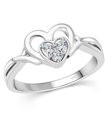 Vighnaharta Joyful Heart CZ Rhodium Plated Alloy Ring for Women and Girls-[VFJ1512FRR8] - None