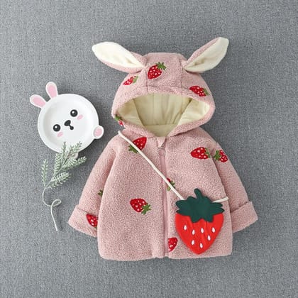 Delicious Strawberry Hooded Coat-Pink / 70cm