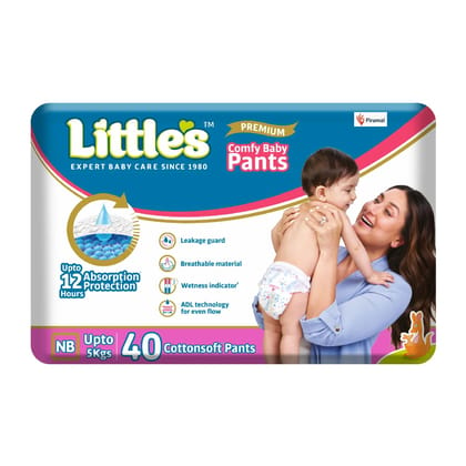 Little's Comfy Baby Diaper Pants | Premium Jumbo Pack New Born (40 Units) Pack of 1