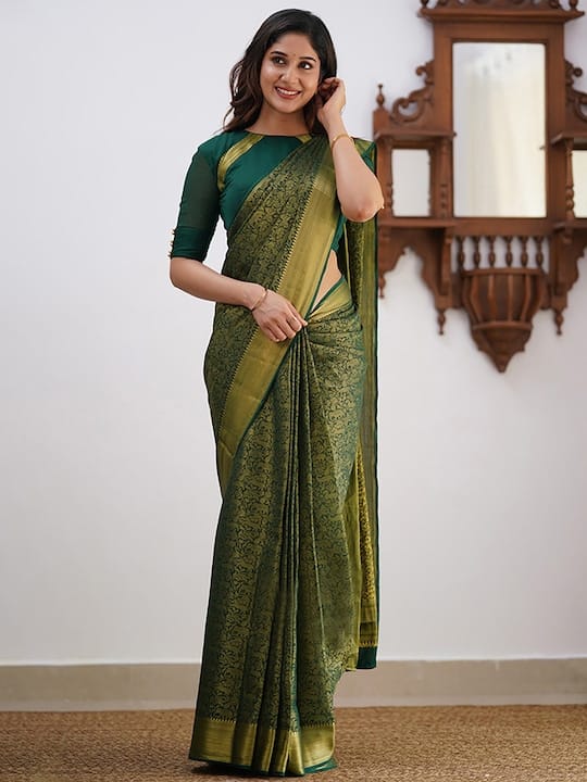 Floral Woven Design Zari Banarasi Saree