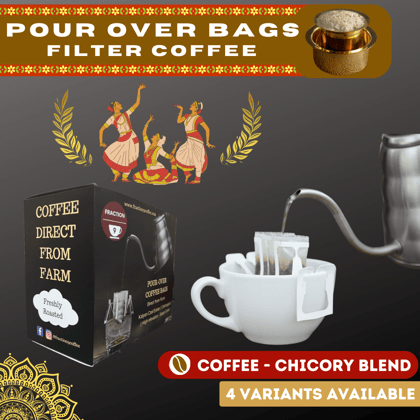 Filter Coffee BAGS (Coffee Chicory Blends)-10 Bags ( 30 Cups ) / Desi Extreme (50 Arabica Coffee:  35 Robusta  Coffee: 15 Chicory)  - Dark Roast - Premium