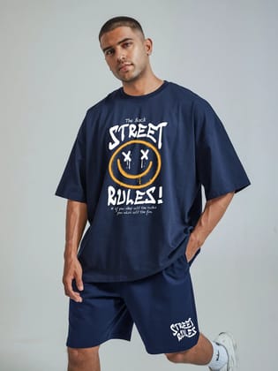 Street Rules Cotton Mens T Shirt and Shorts Combo Set-S