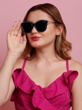 SUNNIES Large Full Frame Metal.Plastic Cat Eye Solid Polarized Women Sunglasses-SNS-11687-C047