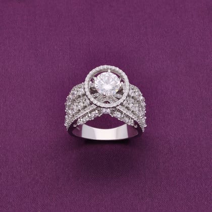 Crowning Glory Diamond Statement Silver Ring-White Stone / Silver / US 6 (16.5 mm Diameter)