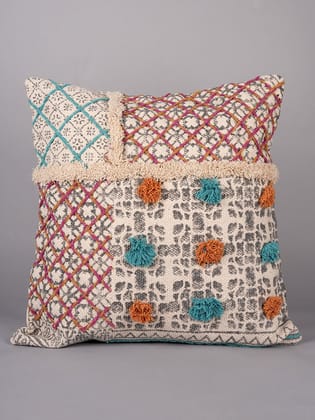 BLOCK PRINTED - SQAURE CUSHION COVER-16" X 16" ( S ) / With Insert ( Poly fill )