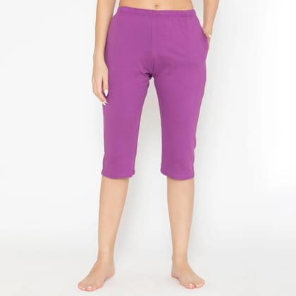Women's Plain Knitted Capri - Purple Dahila S