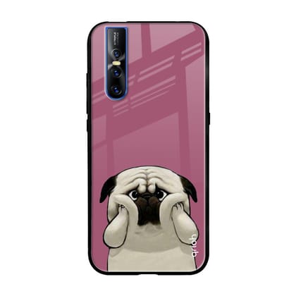 Funny Pug Face Glass Case For Vivo V15 Pro