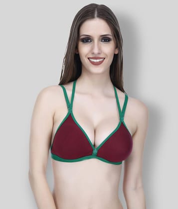 Elina - Maroon Cotton Non - Padded Womens T-Shirt Bra ( Pack of 1 ) - 38C