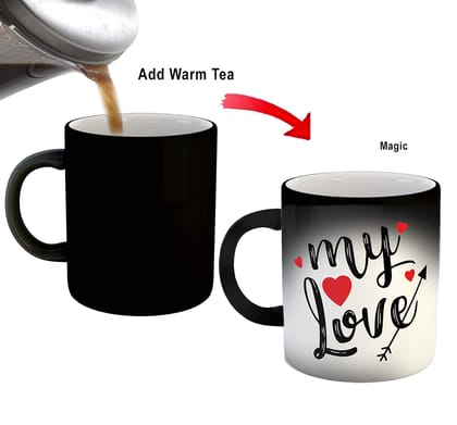 Create Your Desire™ My Love Quotes Printed Black Magic Coffee Mug Magic Mug, 325ml