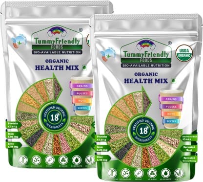 TummyFriendly Foods Organic Health Mix for Kids and Adults. No Chemicals, No Pesticides, 800 gm (Pack of 2)