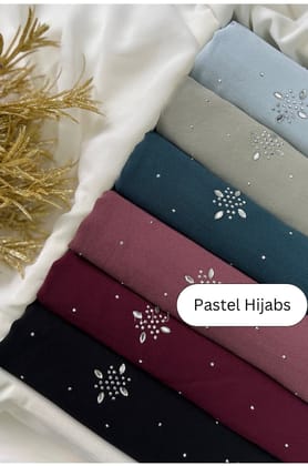 Partywear Stone Chiffon Hijabs-Sky Blue