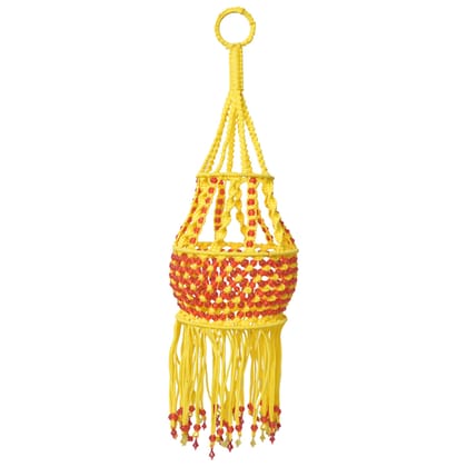 Sunshine Macrame Light Jhoomar ǀLamp for Living Room Hall Ceiling ǀMain Door ǀEntrance DoorǀPooja Room ǀFestive DecorǀYellow & Red