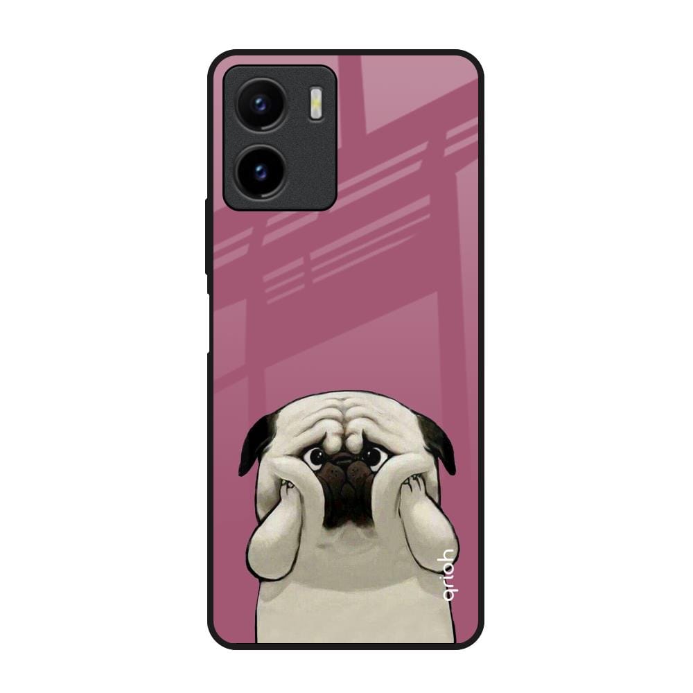Funny Pug Face Glass Case For Vivo Y15s