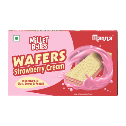 Manna Millet Bytes Multigrain Wafers with Millets - Strawberry Cream