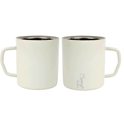 Stainless Steel Coffee and Tea Mugs - 150ml (5.07 oz) - Set of 2 - Jumbo Special-White