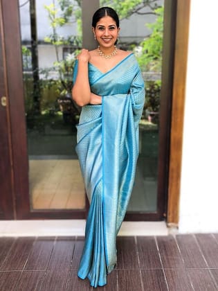 Ethnic Motifs Woven Design Zari Banarasi Saree