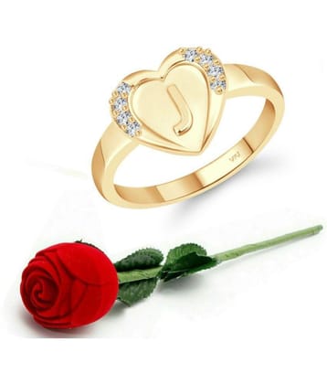 Valentine Initial  J  Letter in heart ring alphabet for women and Girls - None