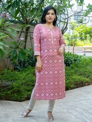 Pink Abstract Print Kurti-38