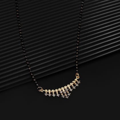 ALL IN ONE American Diamond Gold Plated Mangalsutra Pendant with Chain for Women.