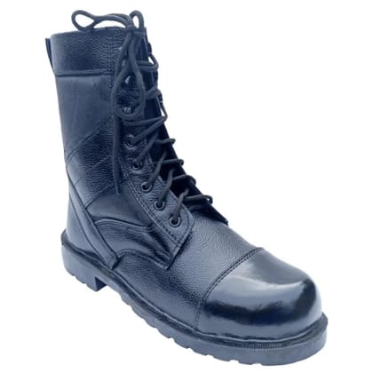 KeyAar Men's Genuine Leather Combat Light Weight Military NCC Long DMS High Ankle Army Boot Shoes-5