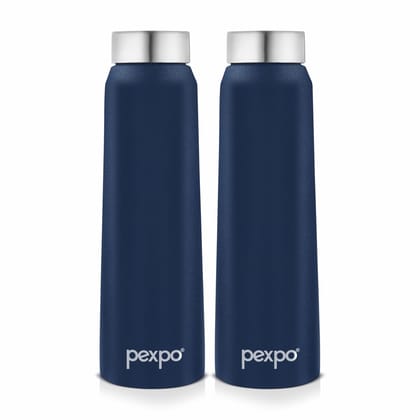 PEXPO Stainless Steel Fridge Water Bottle | 1000ml, Pack of 2, Denim Blue, Vertigo | Eco-Friendly Water Bottle Suitable For Adults & Kids