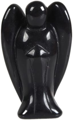 Pocket Guardian Peace Angel - Hand Carved Amethyst | Brahmatells-Black Obsidian