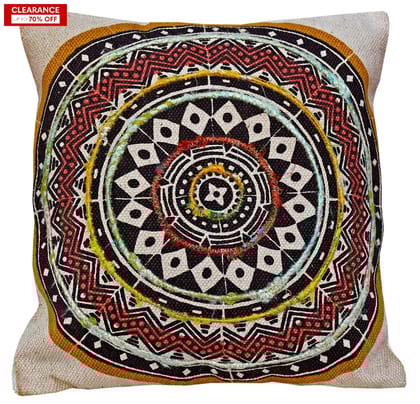 16" Designer Cushion Cover - Yellow Mandala-16 x 16 inches
