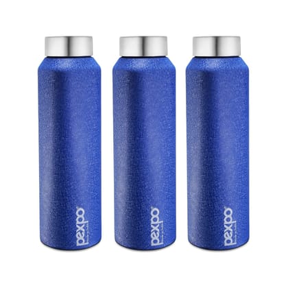 PEXPO Stainless Steel Fridge Water Bottle, 1000 ml, Pack Of 3 Blue, Vertigo | Eco-Friendly Water Bottle Suitable For Adults & Kids