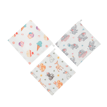 Premium Muslin Wipes (3 layers) - Pack of 3 prints