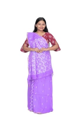 Tisser Handwoven Cotton Jamdani Saree With Blouse Piece