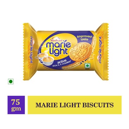 Sunfeast Marie Light Active Biscuits  With Iron  6 Vitamins Tea Time Partner 75 g Pouch