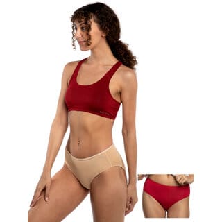 Ashleyandalvis Bamboo Micro Modal, Anti Bacterial, Skinny Soft, Premium Hipster Women Hipster Beige, Red Panty (Pack Of 2 )