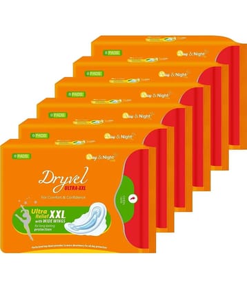 Dryvel Ultra Sanitary Pad for Women XXL with Wide Wings For All Day Protection 30 Pads ( Pack of 6)