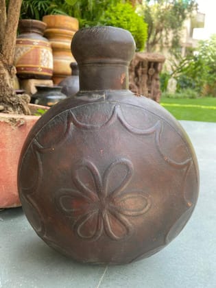 Leather covered vases/planters (circular) Each-Small