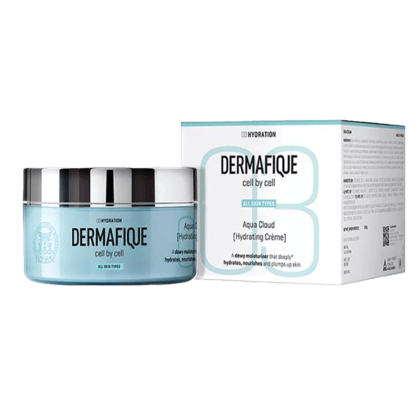 Dermafique Aqua Cloud Hydrating crème daily light moisturizer for All Skin Types, with Vitamin E, Dermatologist Tested, Face and Body Cream (200 g) | For Soft Hydrated Glowing Skin