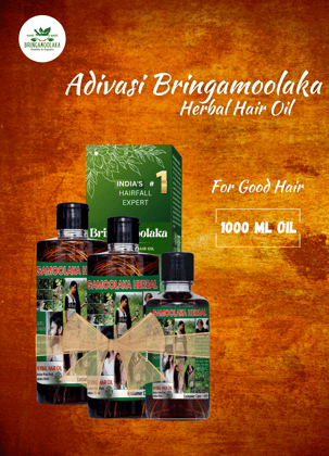 Adivasi Bringamoolaka Herbal Hair Oil 1000ml  FULL COURSE