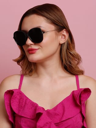 SUNNIES Large Full Frame Metal.Plastic Oversized Solid Polarized Women Sunglasses-SNS-11718-C025