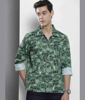 The Indian Garage Co Men Green & Black Printed Cotton Casual Shirt - None