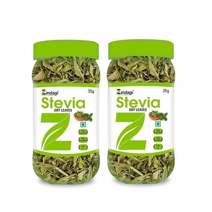 Zindagi Stevia Dry Leaves - Pure Sugarfree Stevia Leaf (Pack of 2) Each 35gm-(Pack of 2) Each 35gm