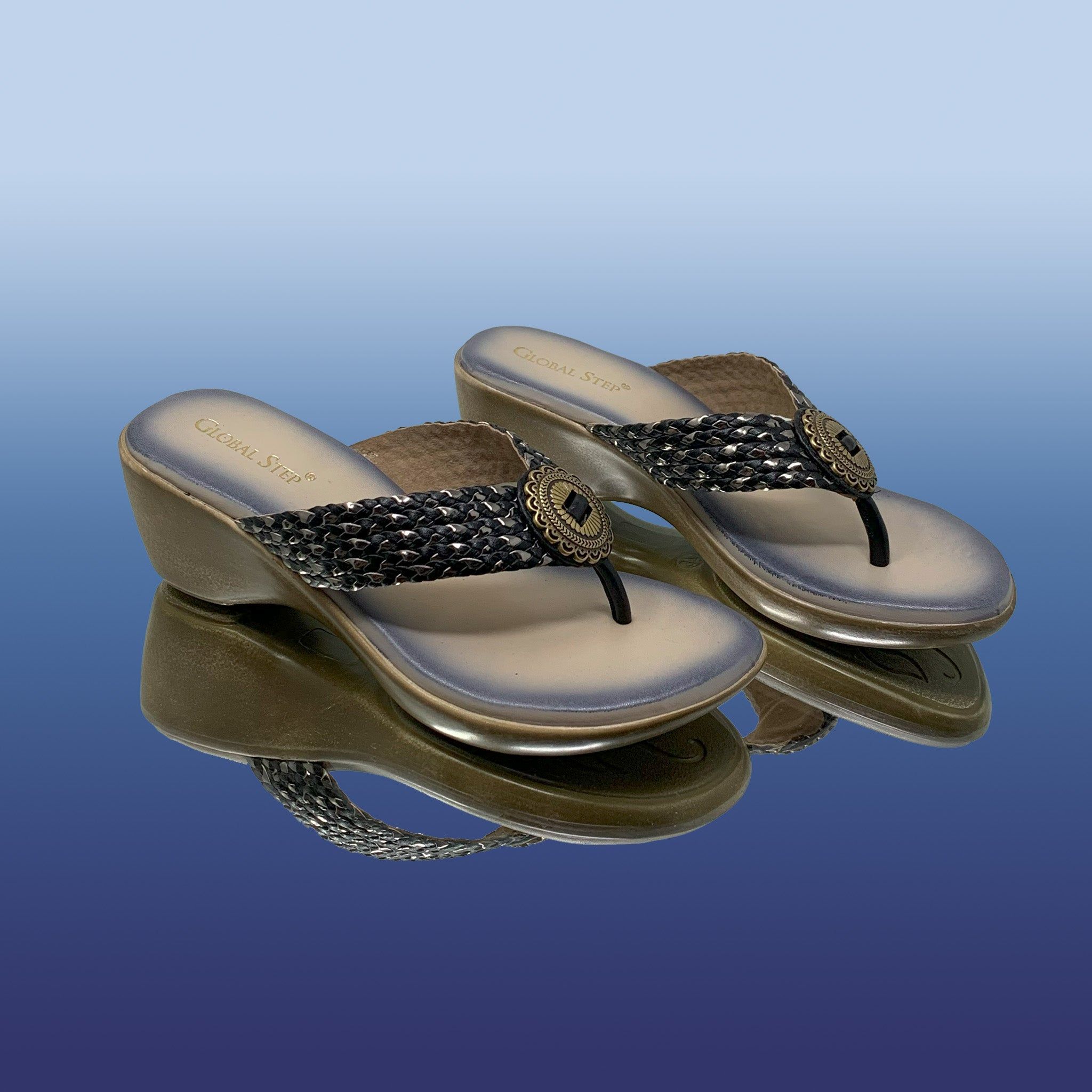 Elegant Grey Wedge Sandals-Gray / 38
