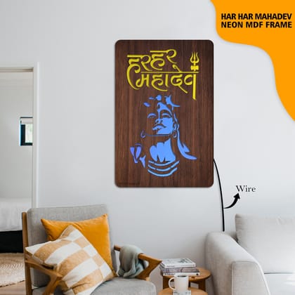 MDf Neon Har Har Mahadev Frame-18*24