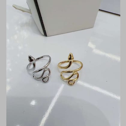 Snake High Polish 18K Gold Copper Free Size Adjustable Ring For Women-Gold