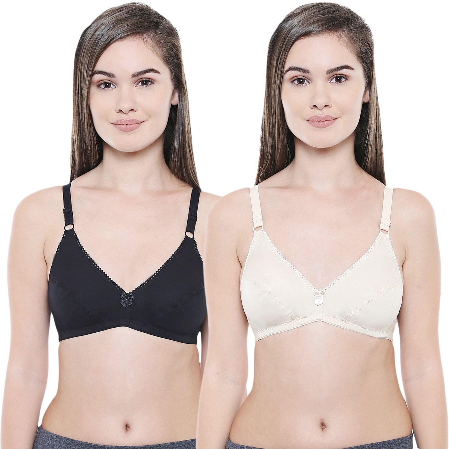 Bodycare Women Cotton Full Coverage Non Padded Regular Bra Pack - 2 E5507SB